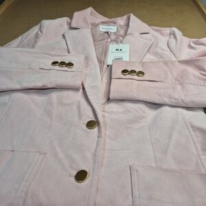 Free Assembly Blush Pink Velvet Blazer with Gold Buttons 2731/847